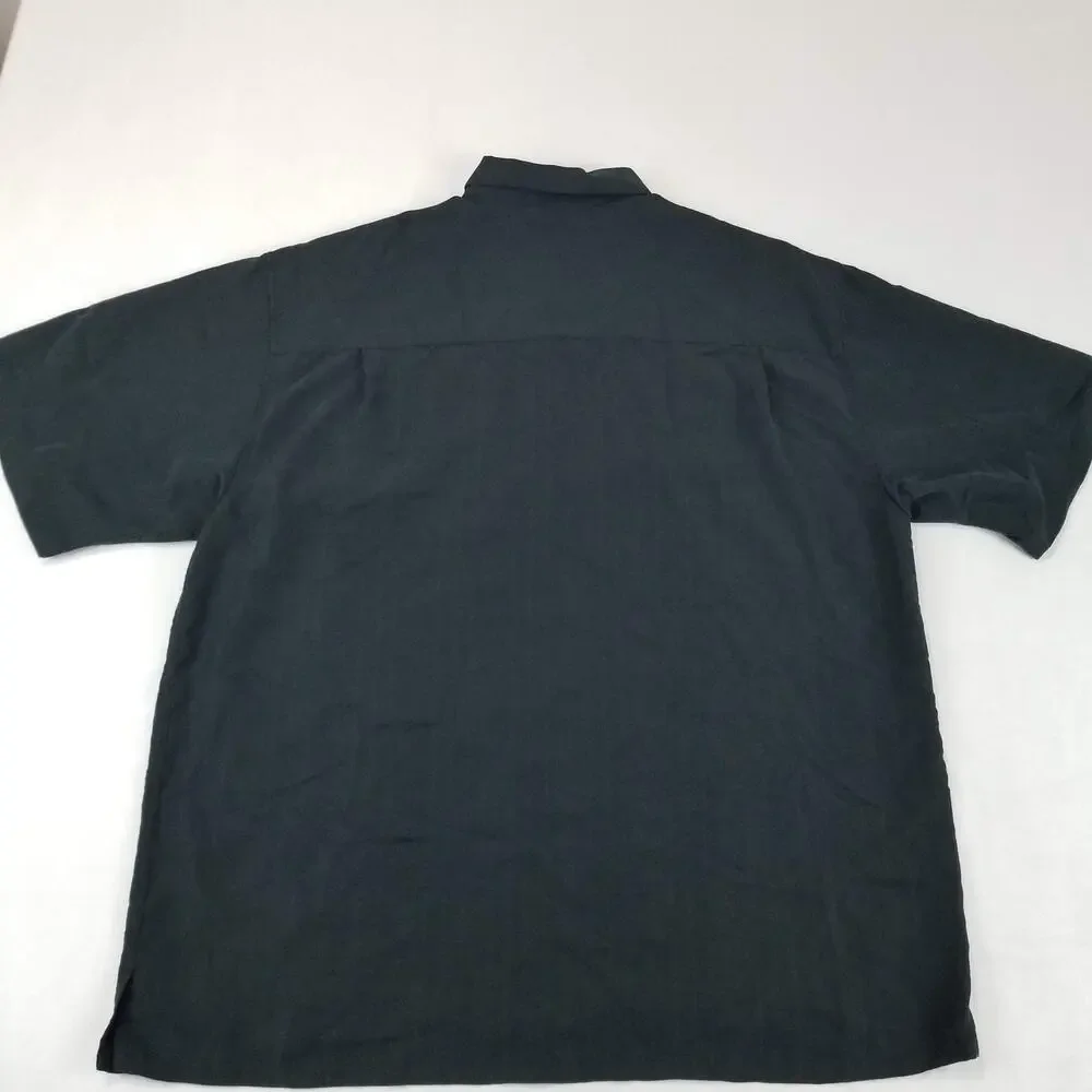 Bamboo Cay Shirt Mens Large Black Embroidered Bamboo Modal Button Up Camp Casual - Picture 2 of 10